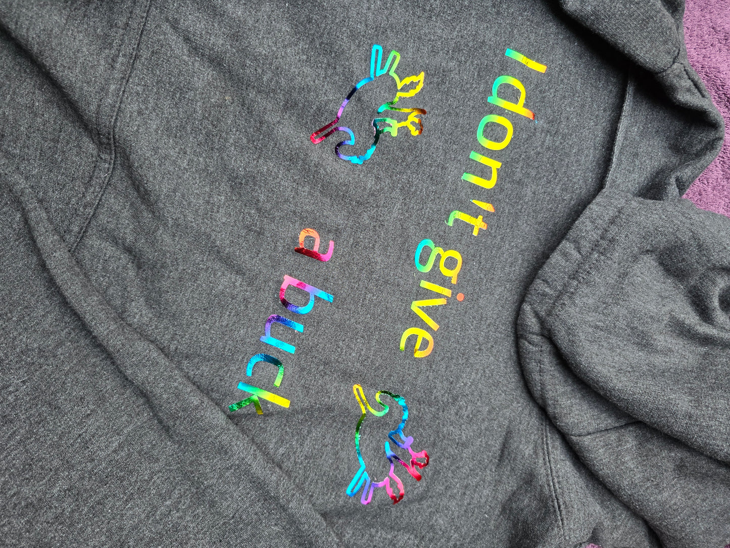 Unisex grey "I don't give a buck" hoodie