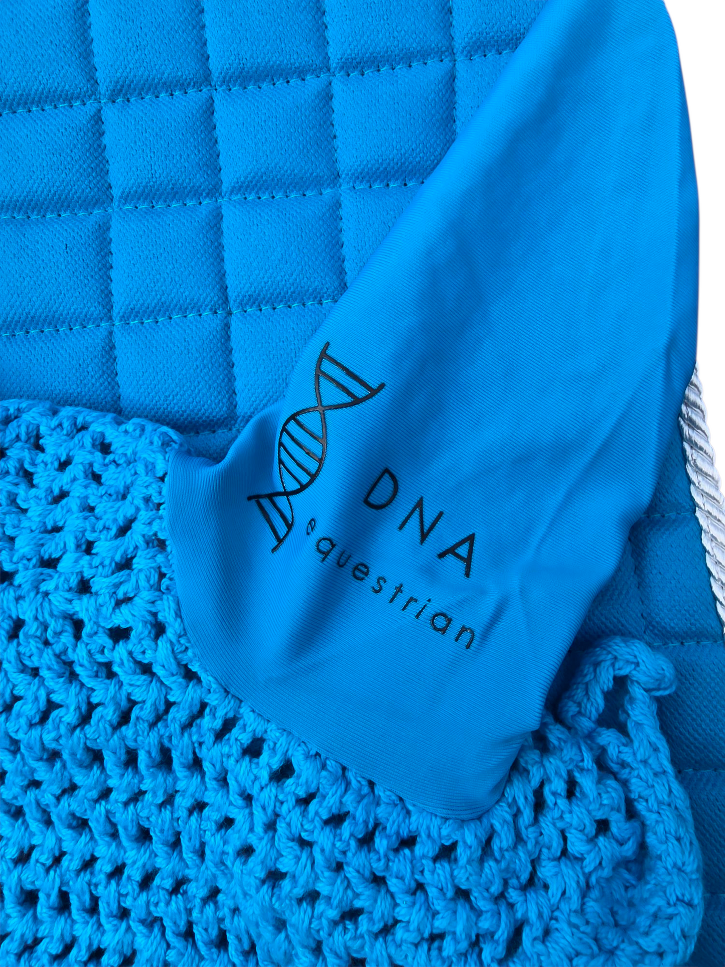 Blue saddle pad and fly veil set