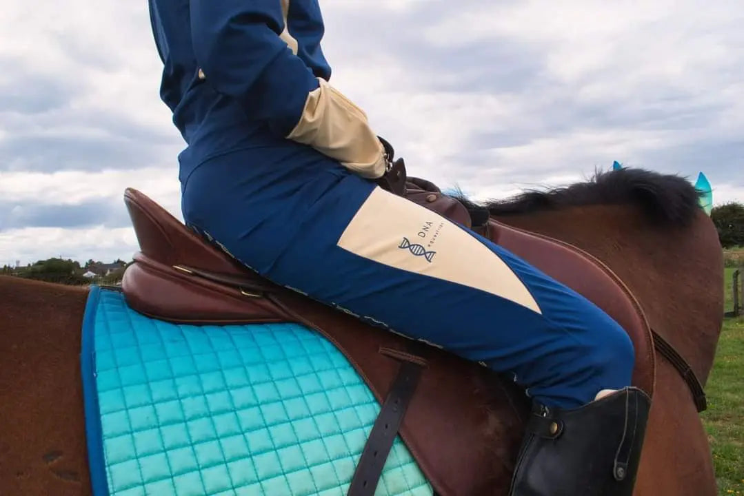 Ladies navy & yellow riding tights DNA equestrian ltd