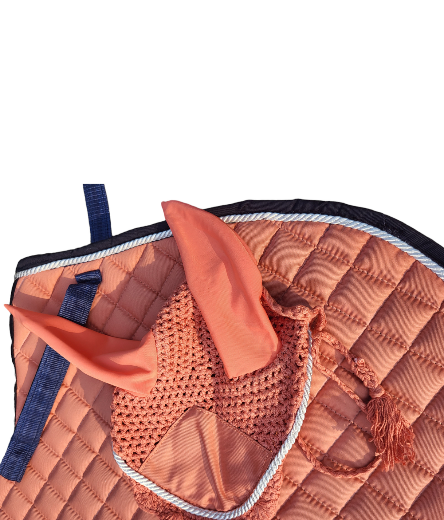 Coral saddle pad and fly veil set DNA equestrian ltd