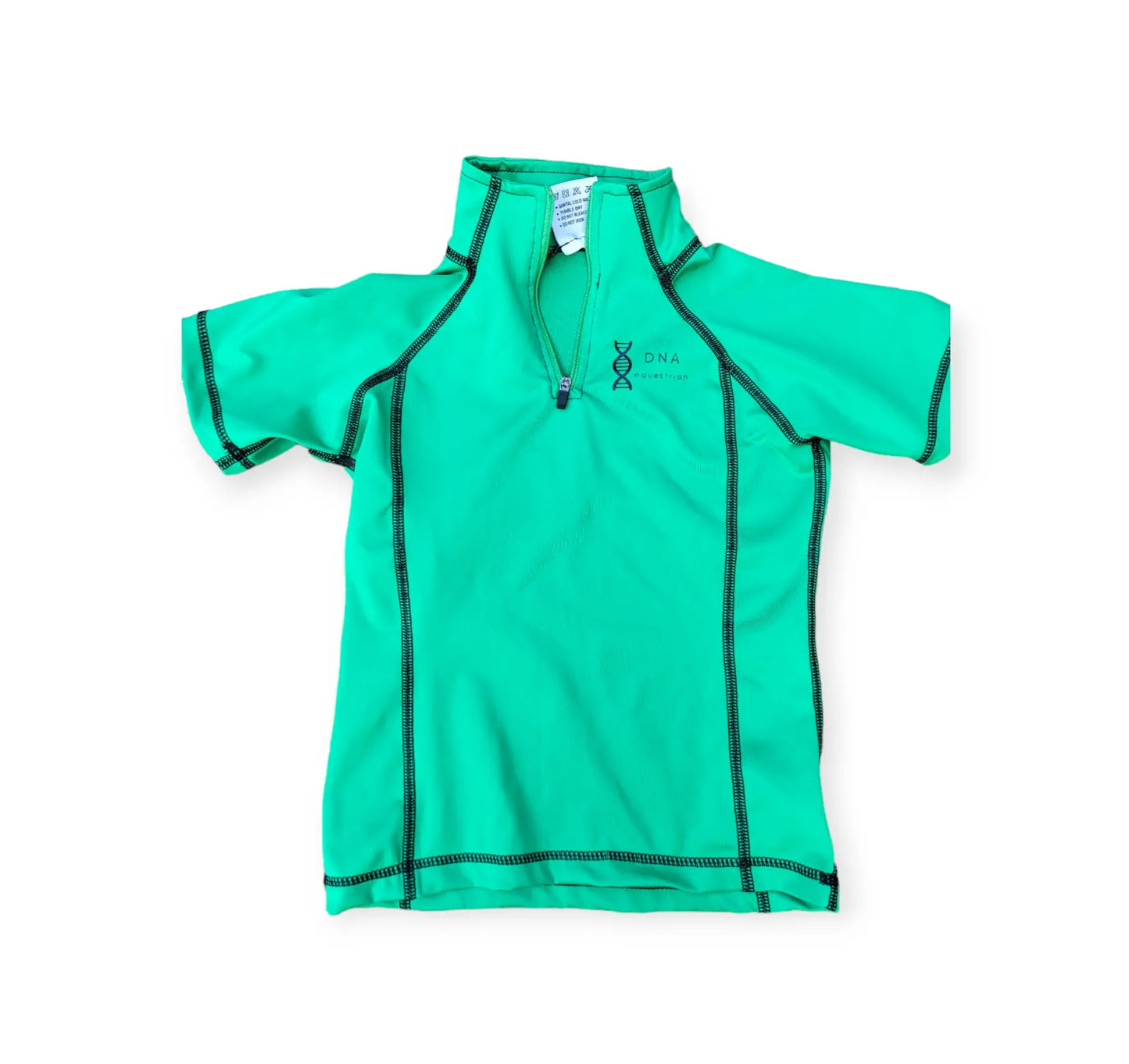 Childrens green shorts sleeved baselayer DNA equestrian ltd