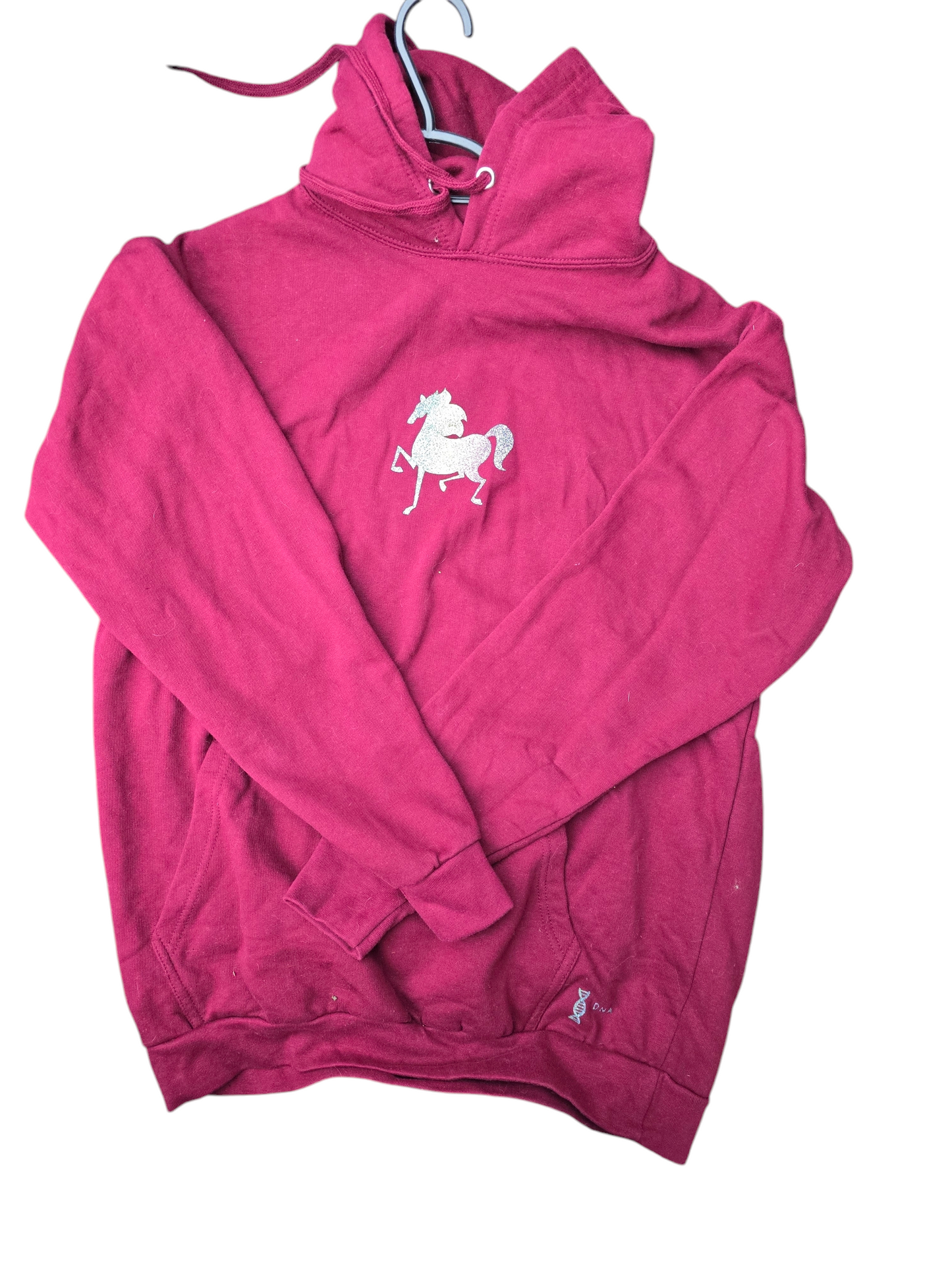 Burgundy glitter rainbow horse hoodie