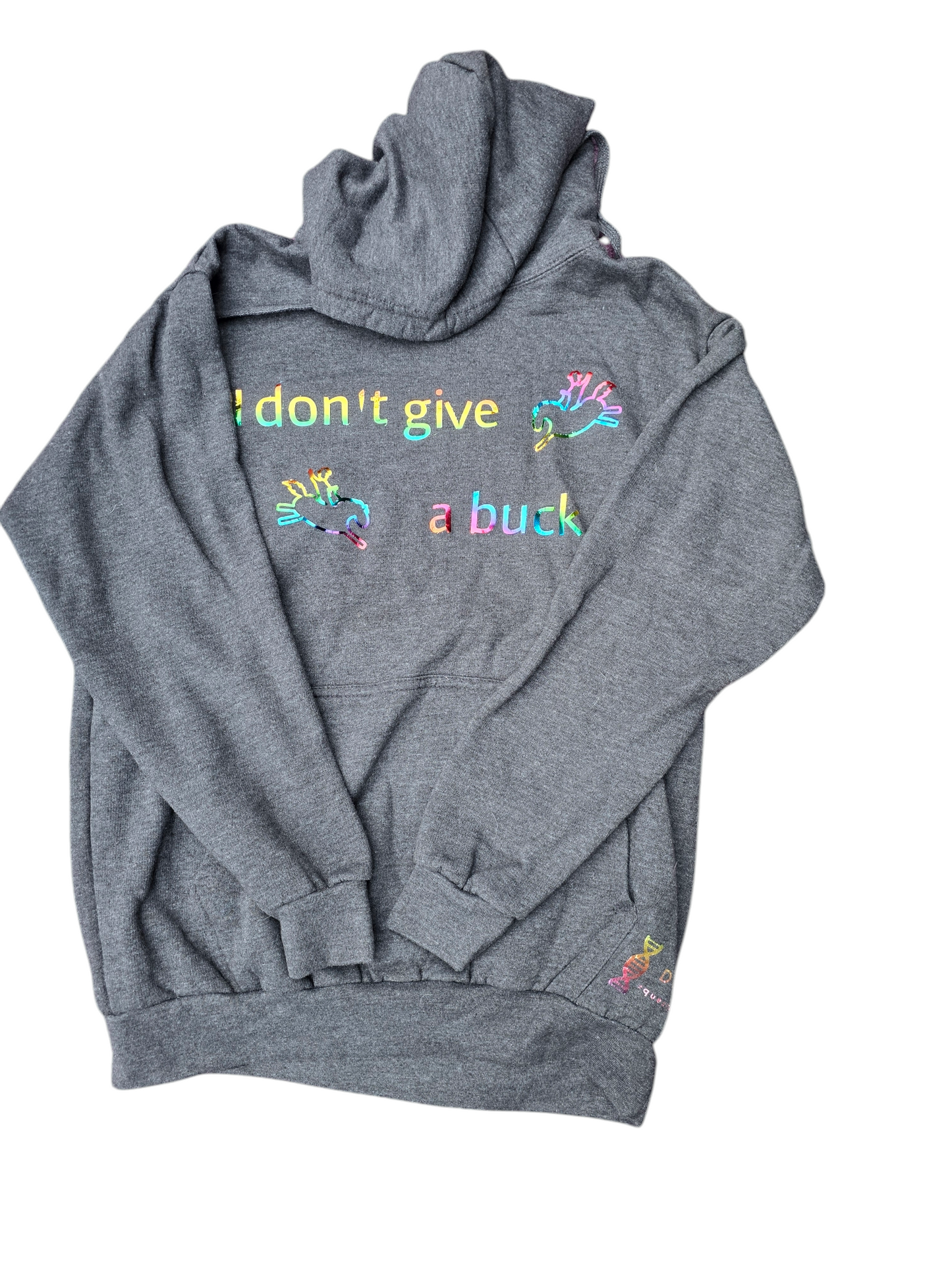 Unisex grey "I don't give a buck" hoodie