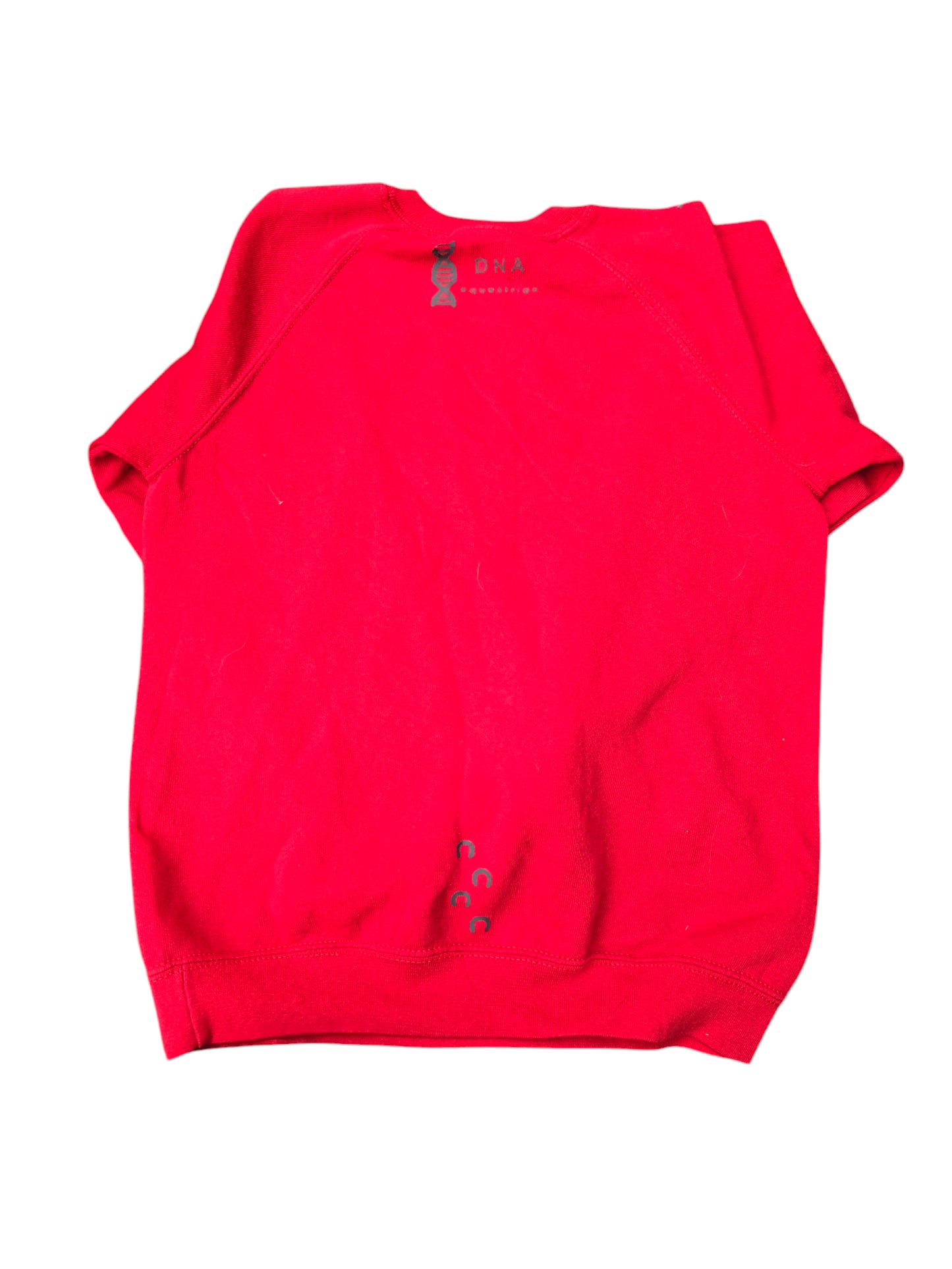 Childrens red sweatshirt with grey horse.