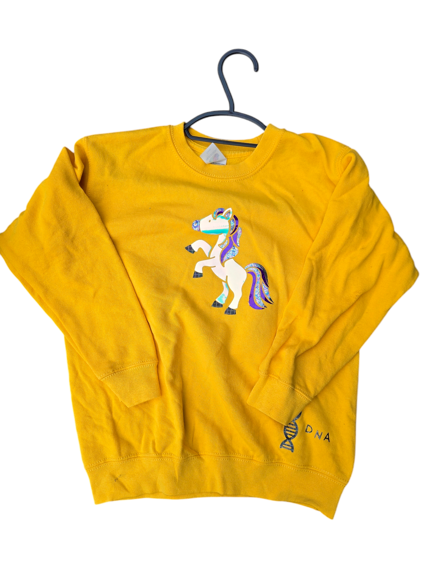 Yellow sweatshirt with rearing horse childrens