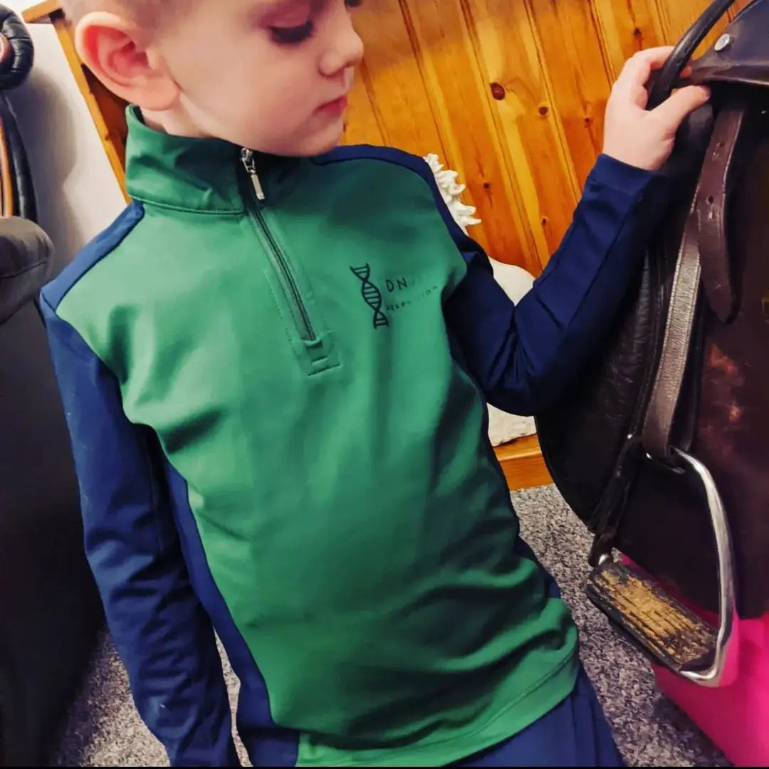 Children's navy and green baselayer DNA equestrian ltd