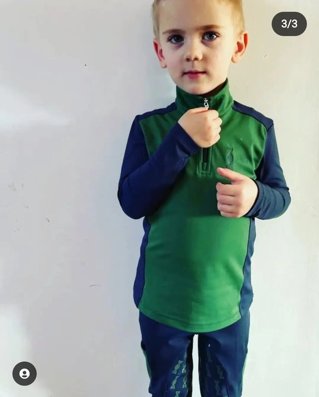 Children's navy and green baselayer DNA equestrian ltd