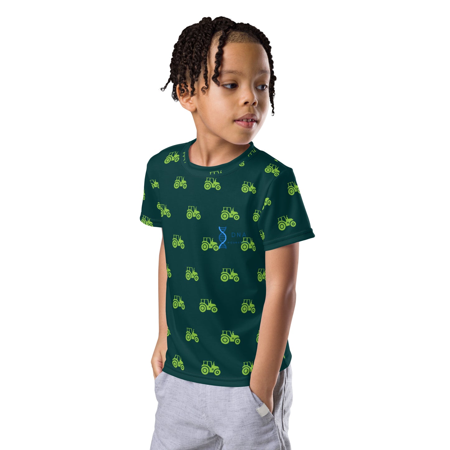 Kids tractor print crew neck t-shirt