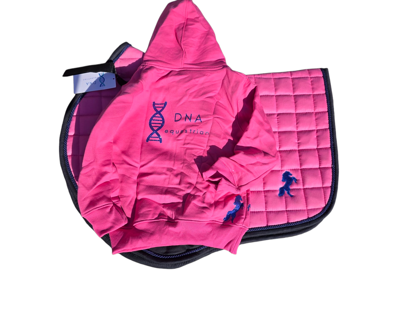 Childrens pink hoodie with glitter blue pony