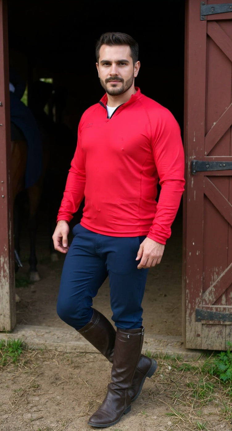 Mens long sleeved summer baselayer in red