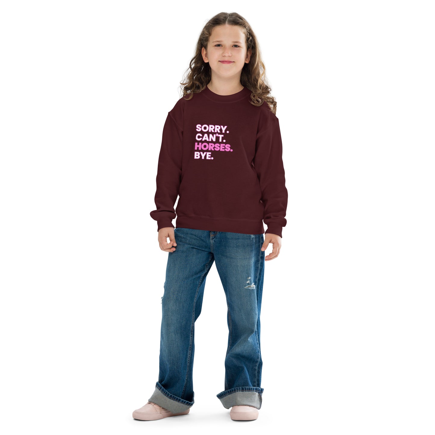 Youth crewneck sweatshirt 'can't. Sorry.' DNA equestrian ltd