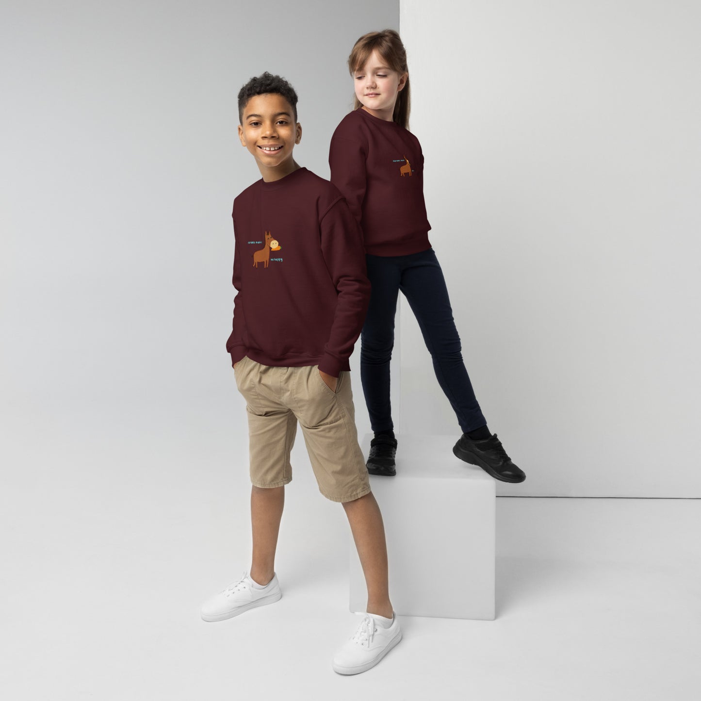 Youth crewneck sweatshirt 'horses make me' DNA equestrian ltd