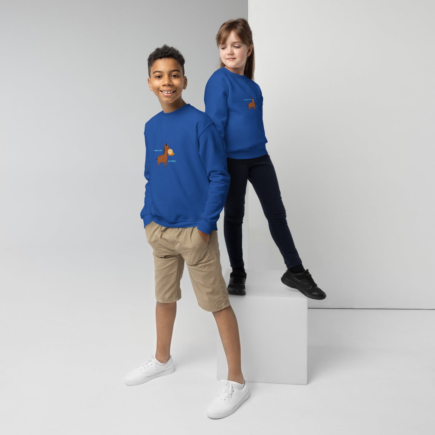 Youth crewneck sweatshirt 'horses make me' DNA equestrian ltd