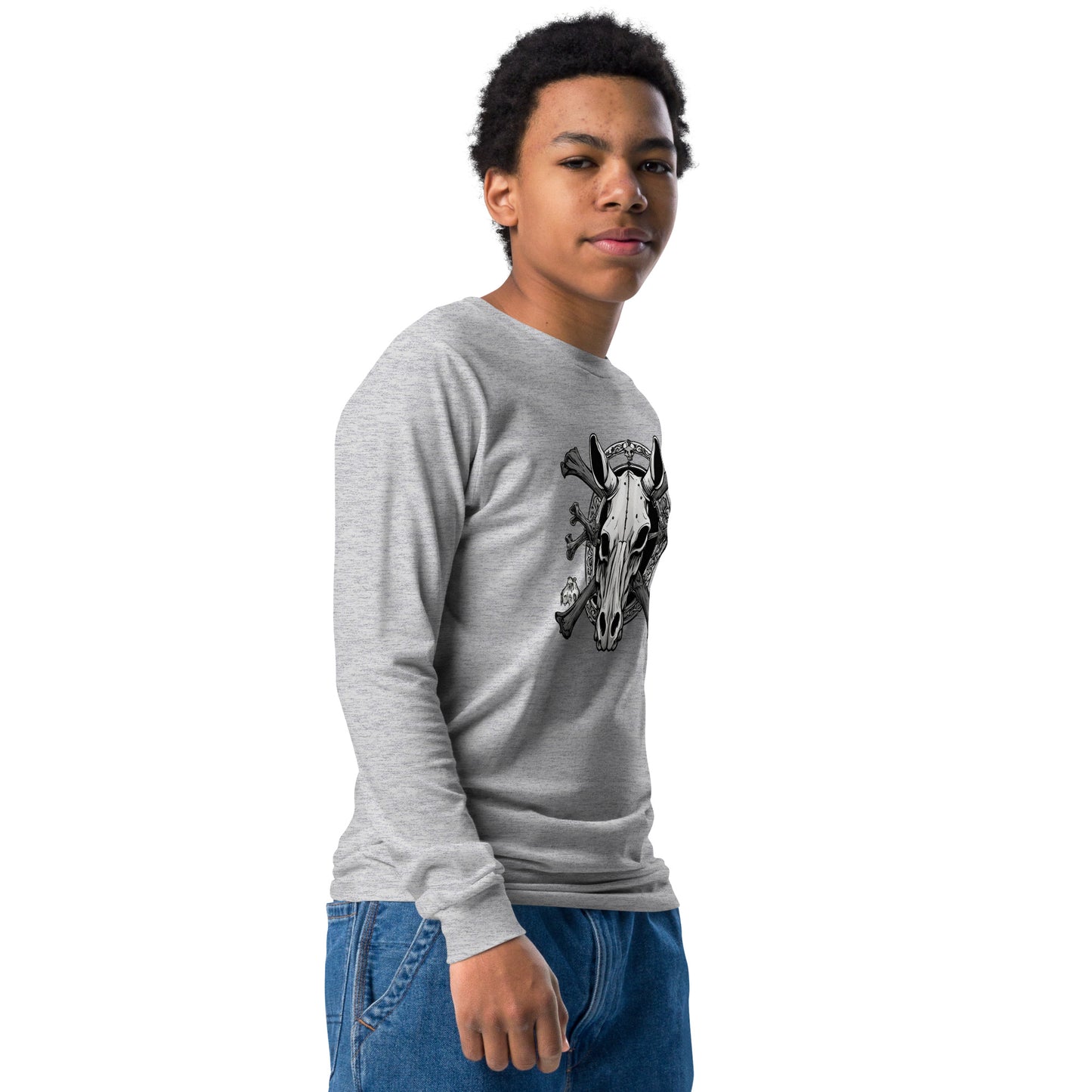 Youth skull and cross bones long sleeve tee DNA equestrian ltd