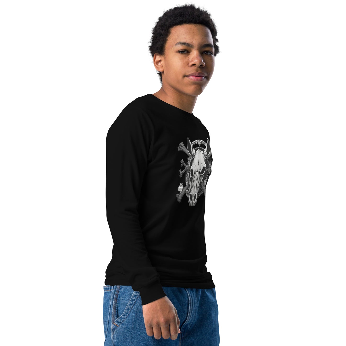 Youth skull and cross bones long sleeve tee DNA equestrian ltd