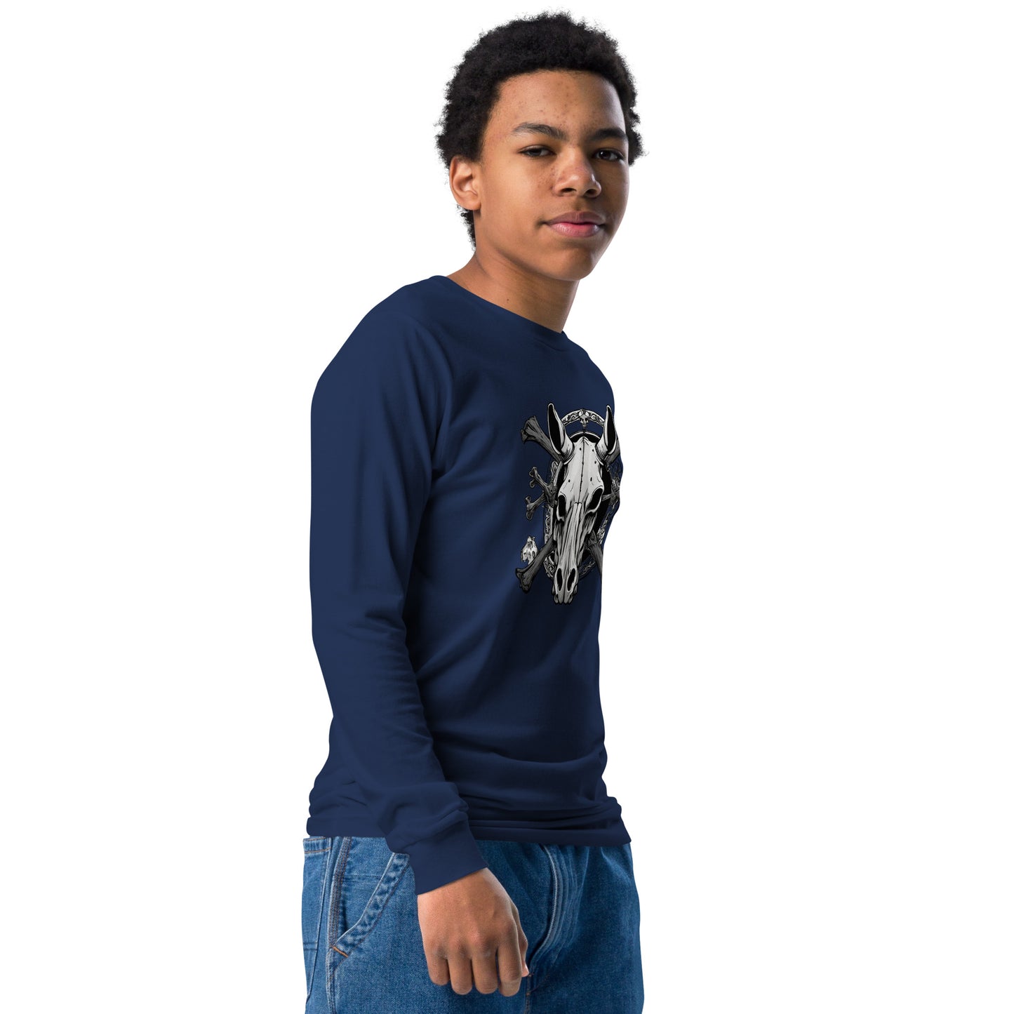 Youth skull and cross bones long sleeve tee DNA equestrian ltd