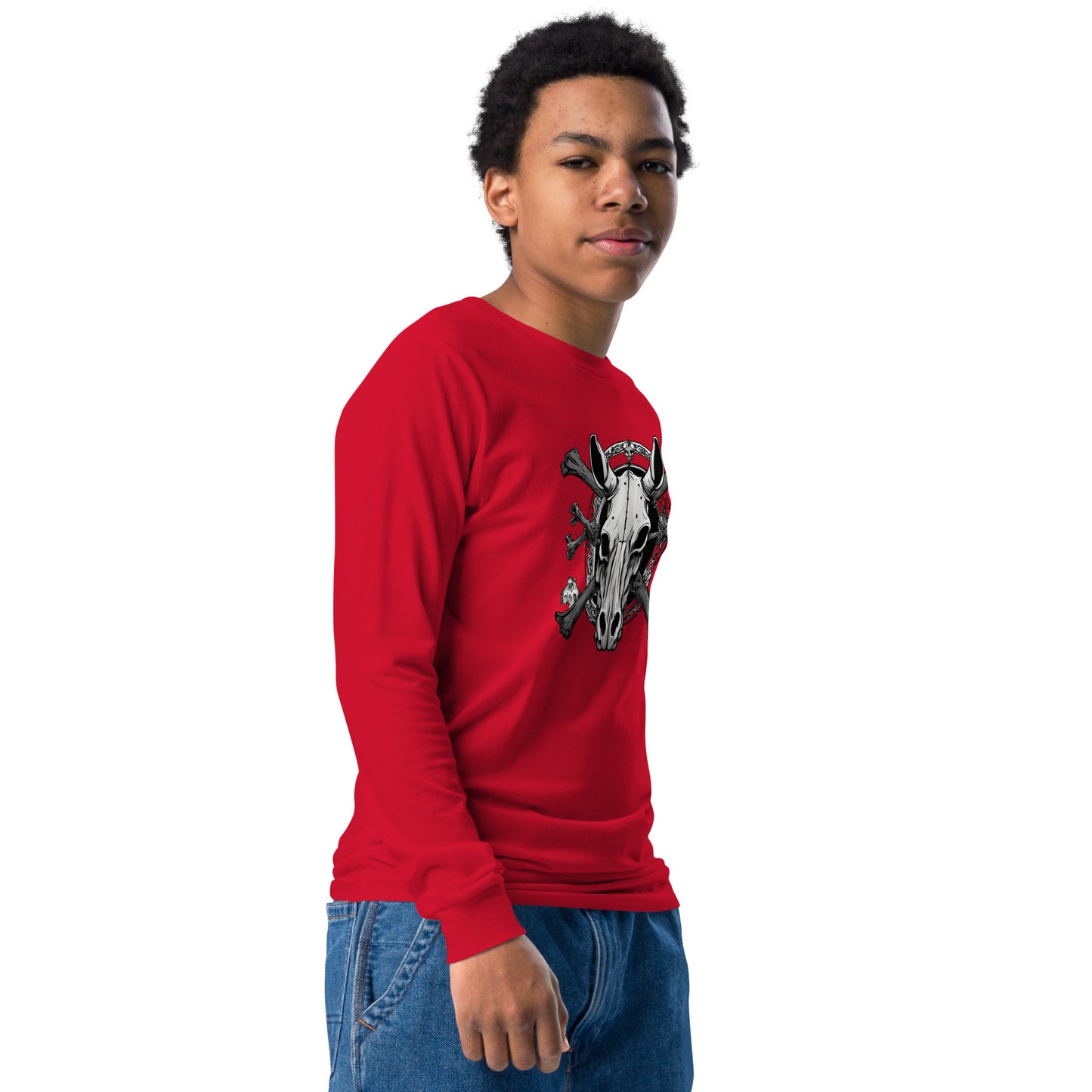 Youth skull and cross bones long sleeve tee DNA equestrian ltd