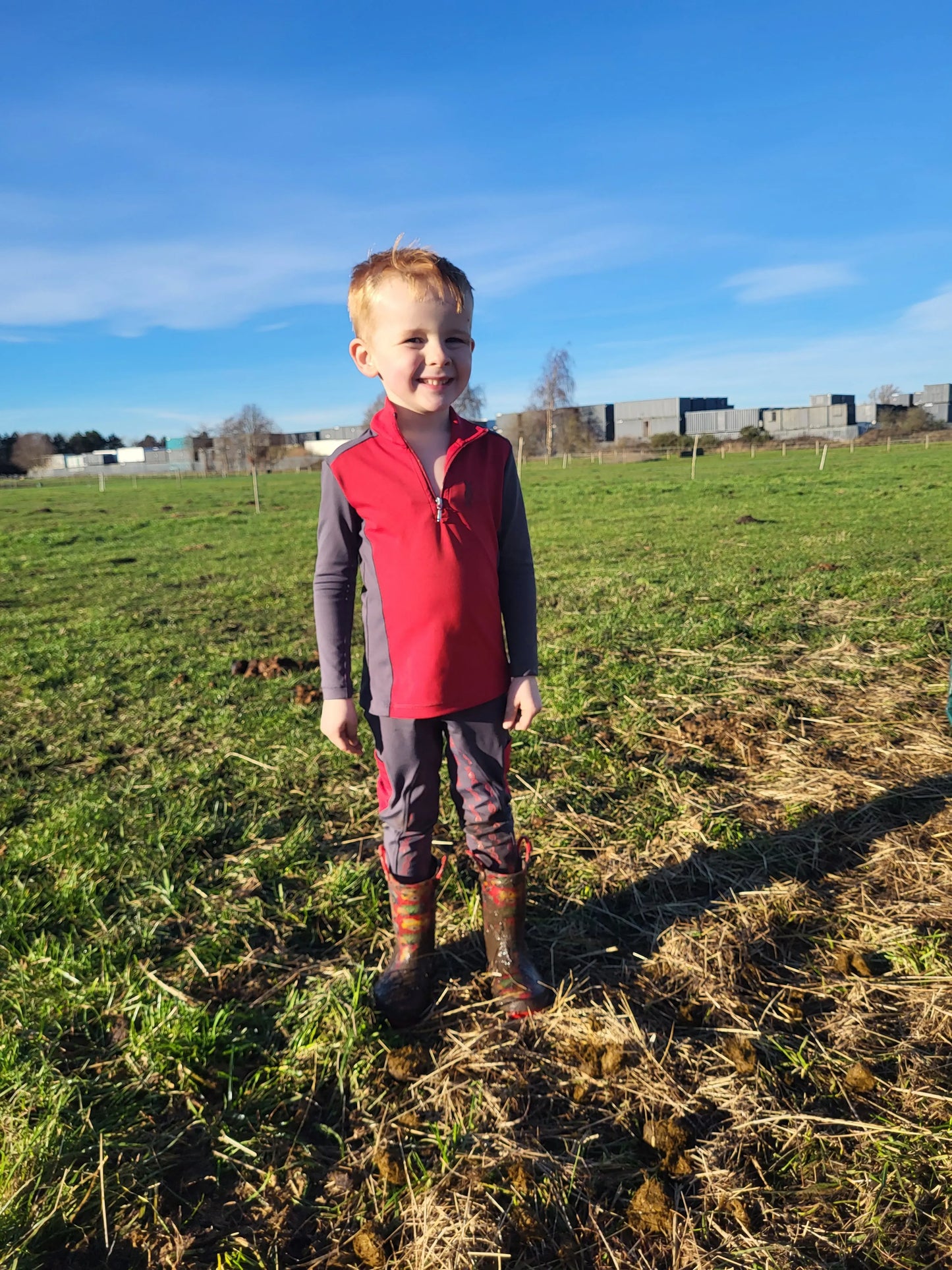 Children's red and grey baselayer DNA equestrian ltd