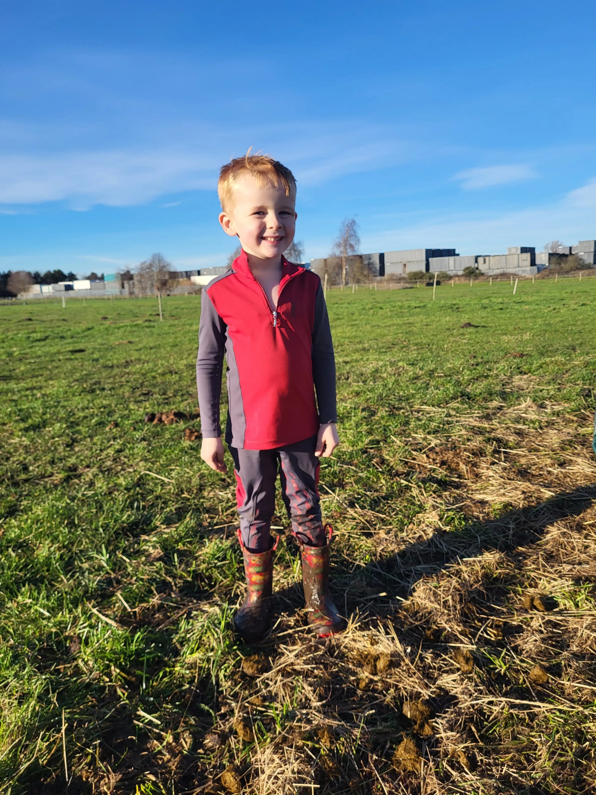 Children's red and grey baselayer DNA equestrian ltd