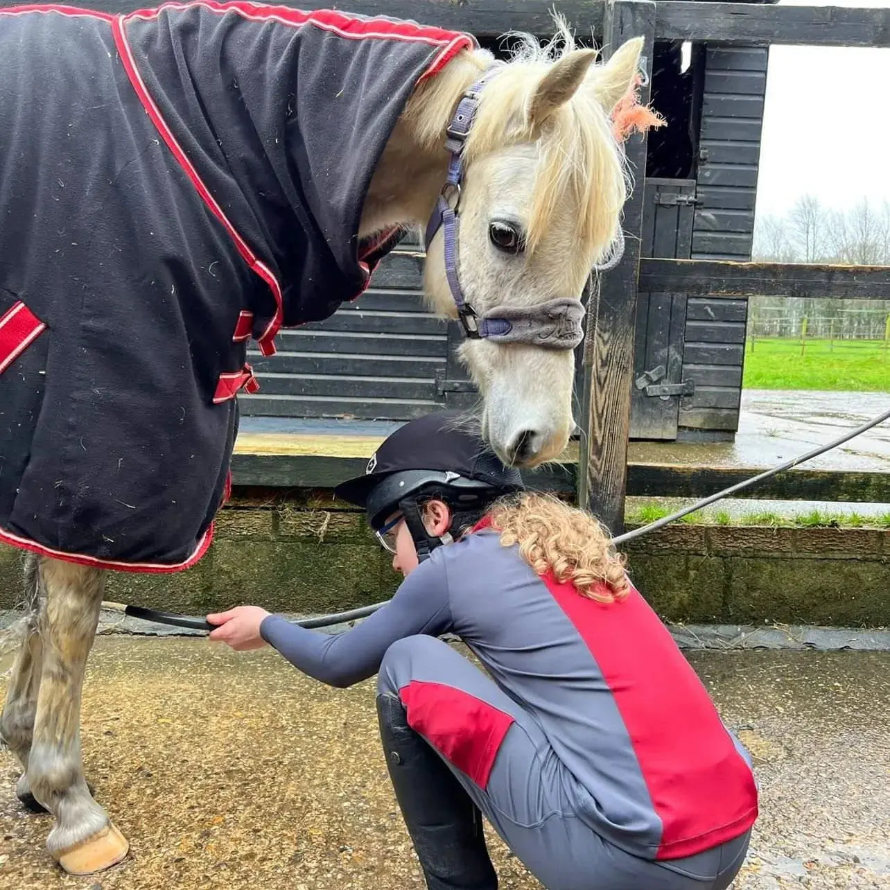 Children's red and grey baselayer DNA equestrian ltd