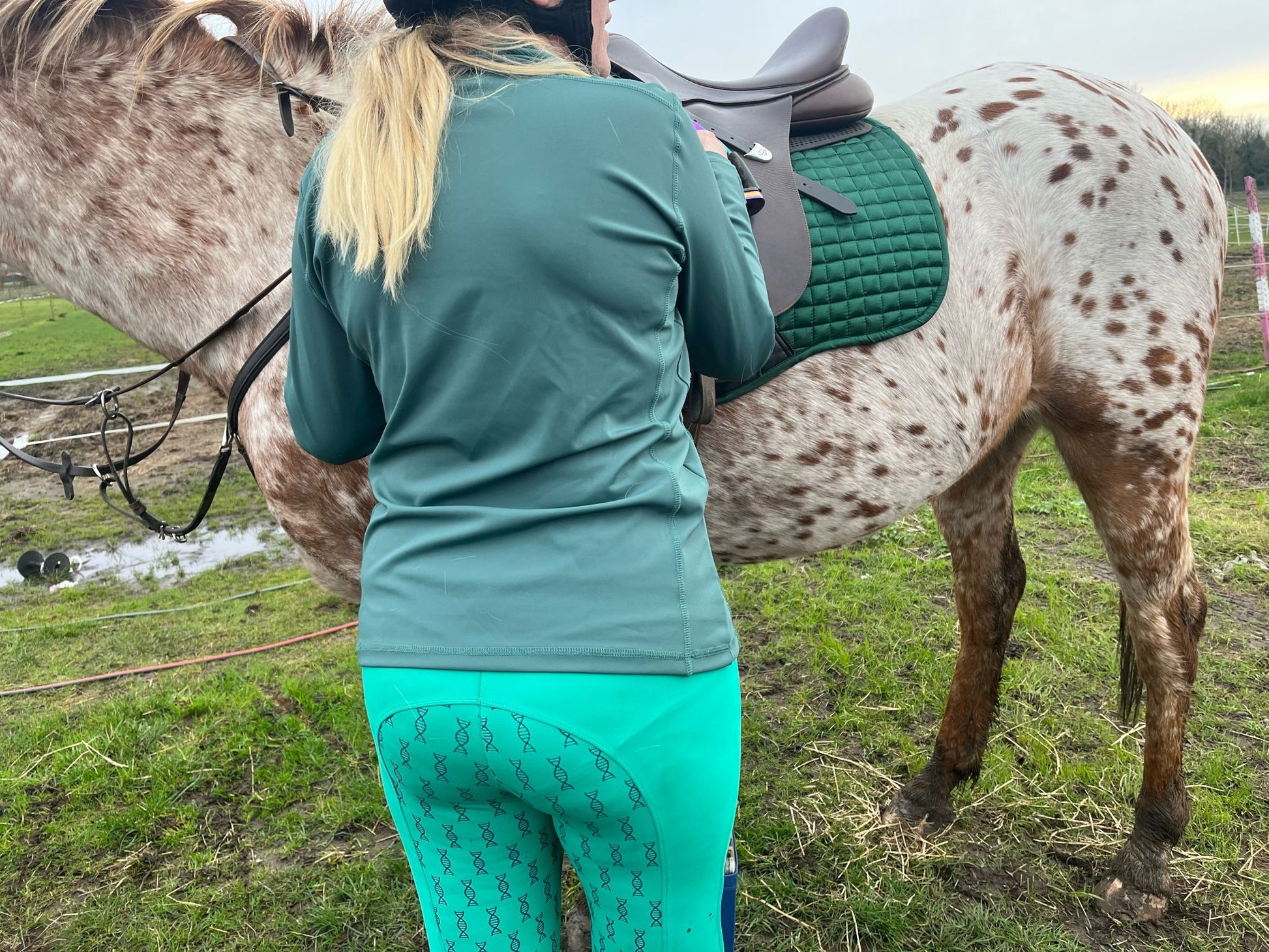Green ladies baselayer DNA equestrian ltd