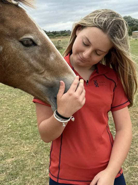 Childrens coral shorts sleeved baselayer DNA equestrian ltd