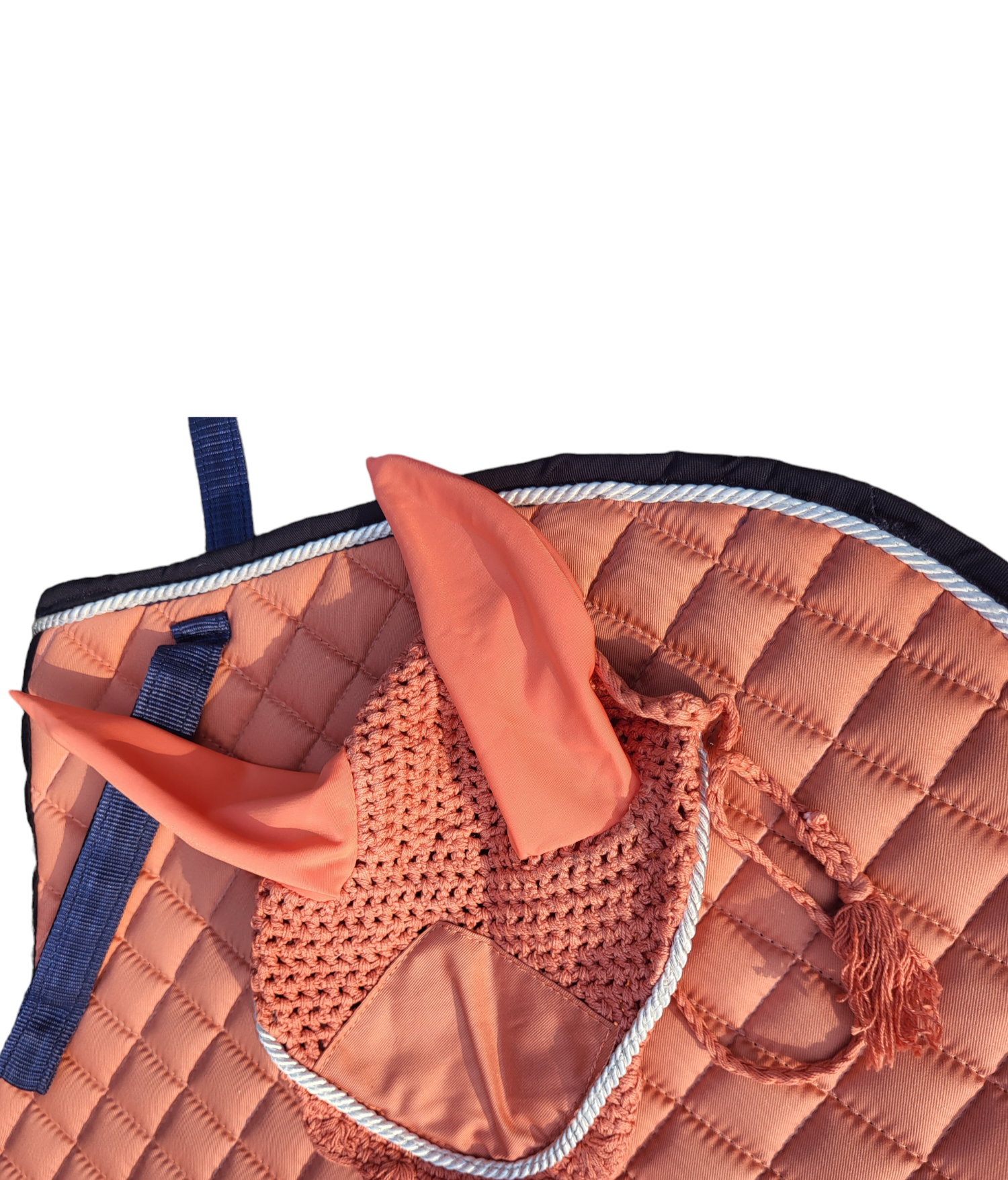 Coral saddle pad and fly veil set DNA equestrian ltd
