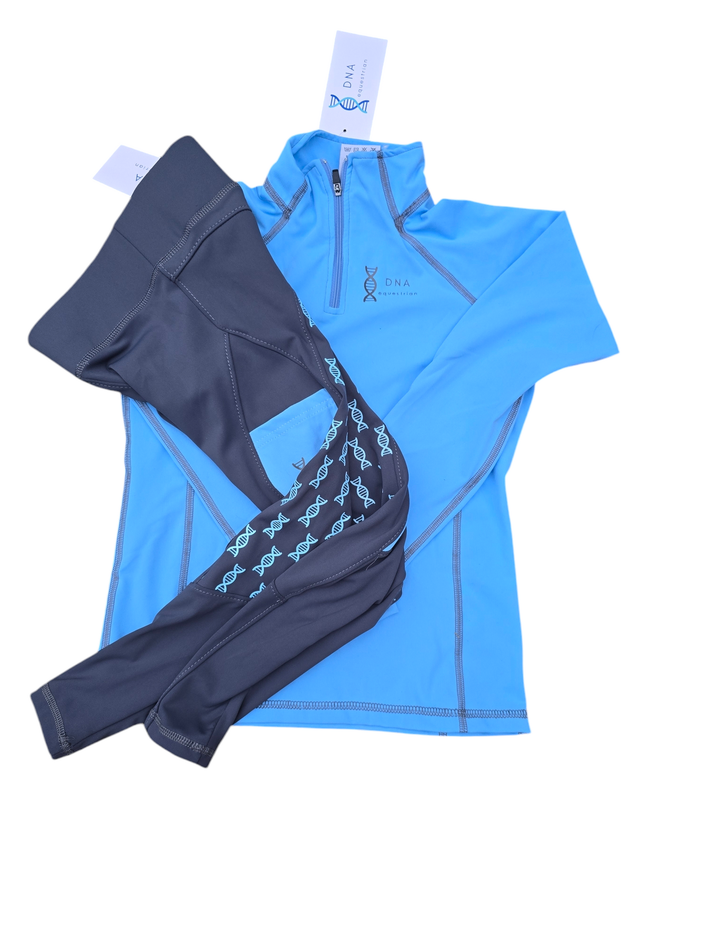 Childrens grey with blue riding tights