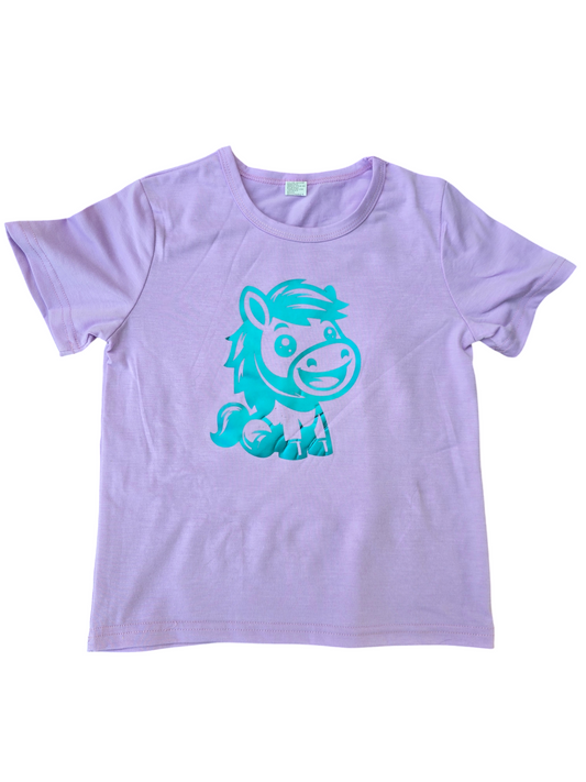 Childrens purple cute pony tshirt