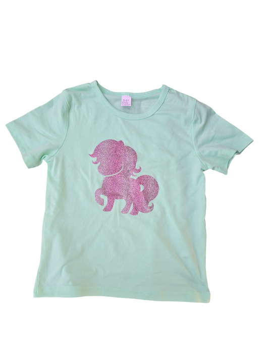 Childrens pink glitter pony tshirt