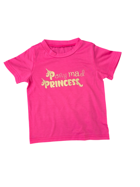 Childrens pink pony mad tshirt