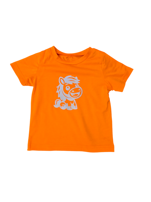 Childrens orange colour change pony tshirt