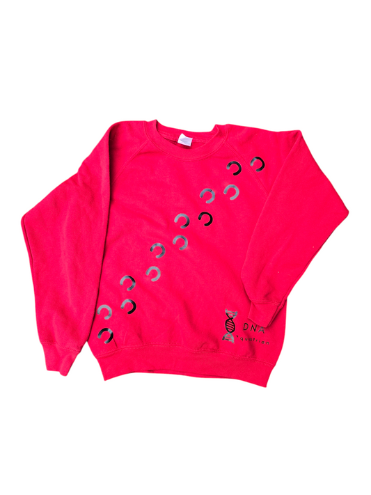 Red childrens sweatshirt with hoof design