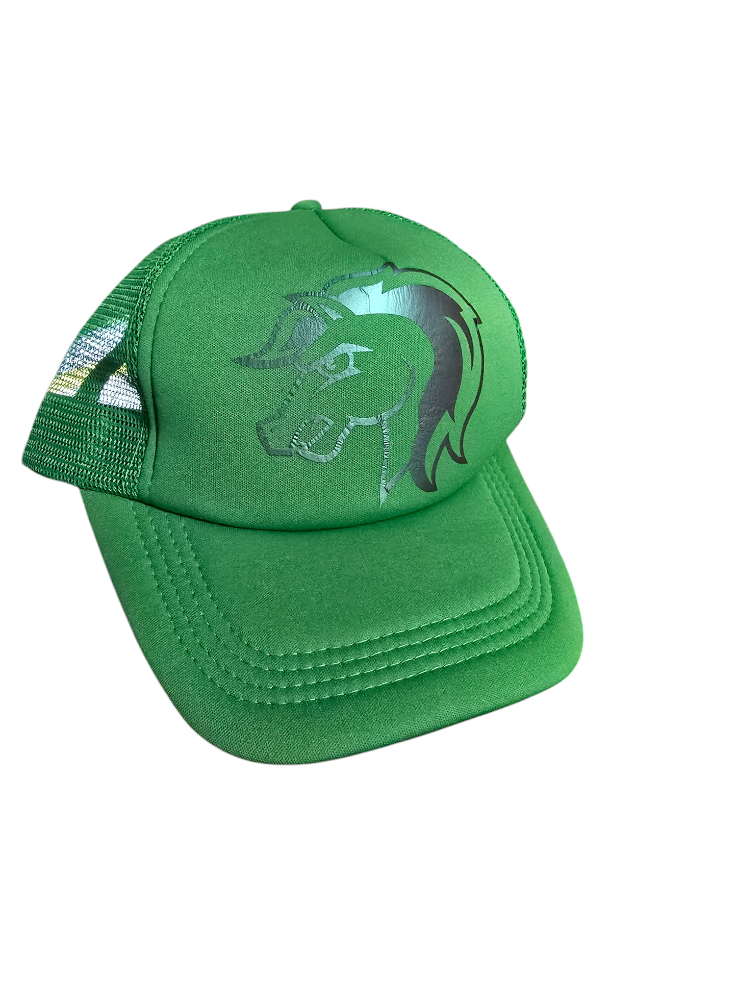 Green baseball cap with horse head