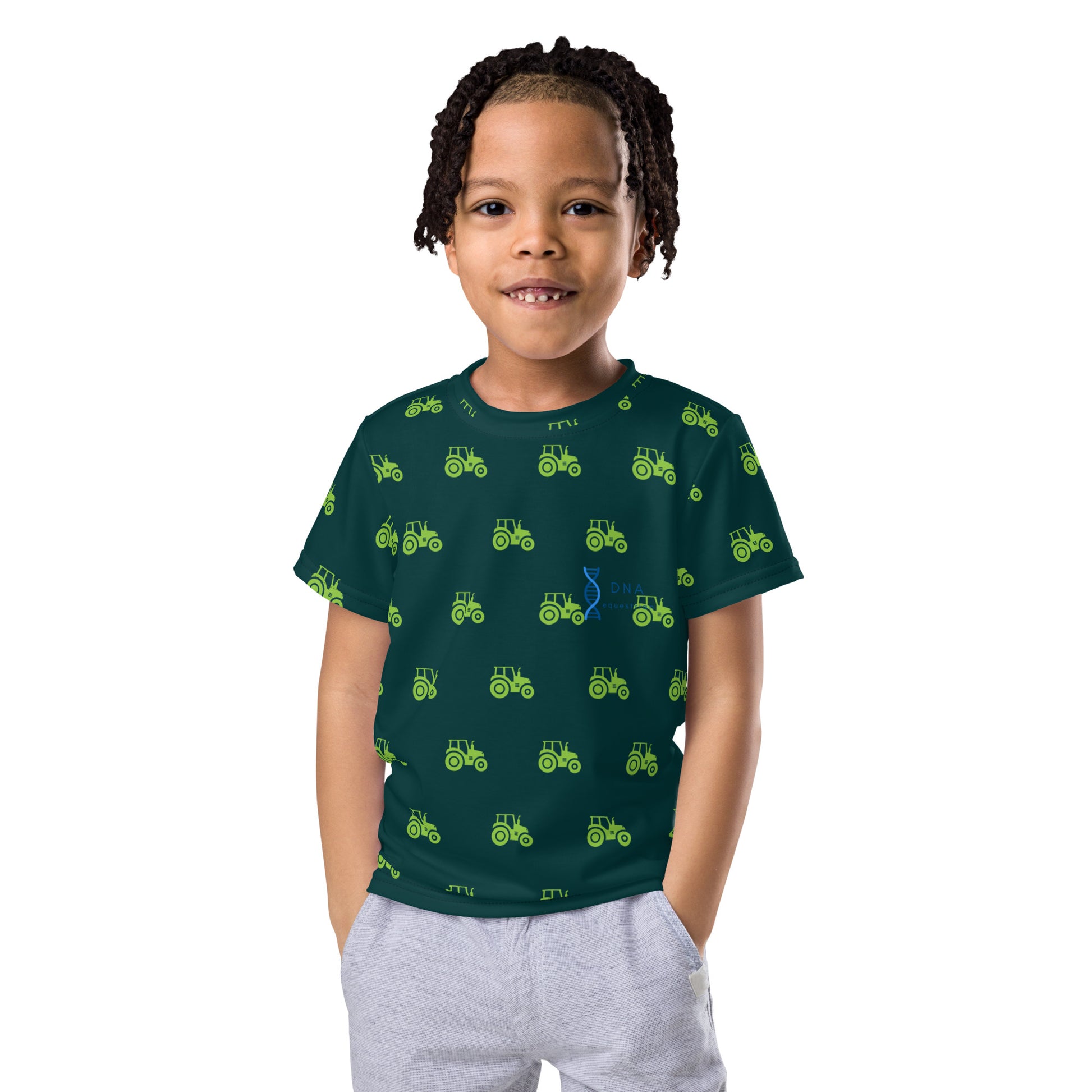 Kids tractor print crew neck t-shirt DNA equestrian ltd