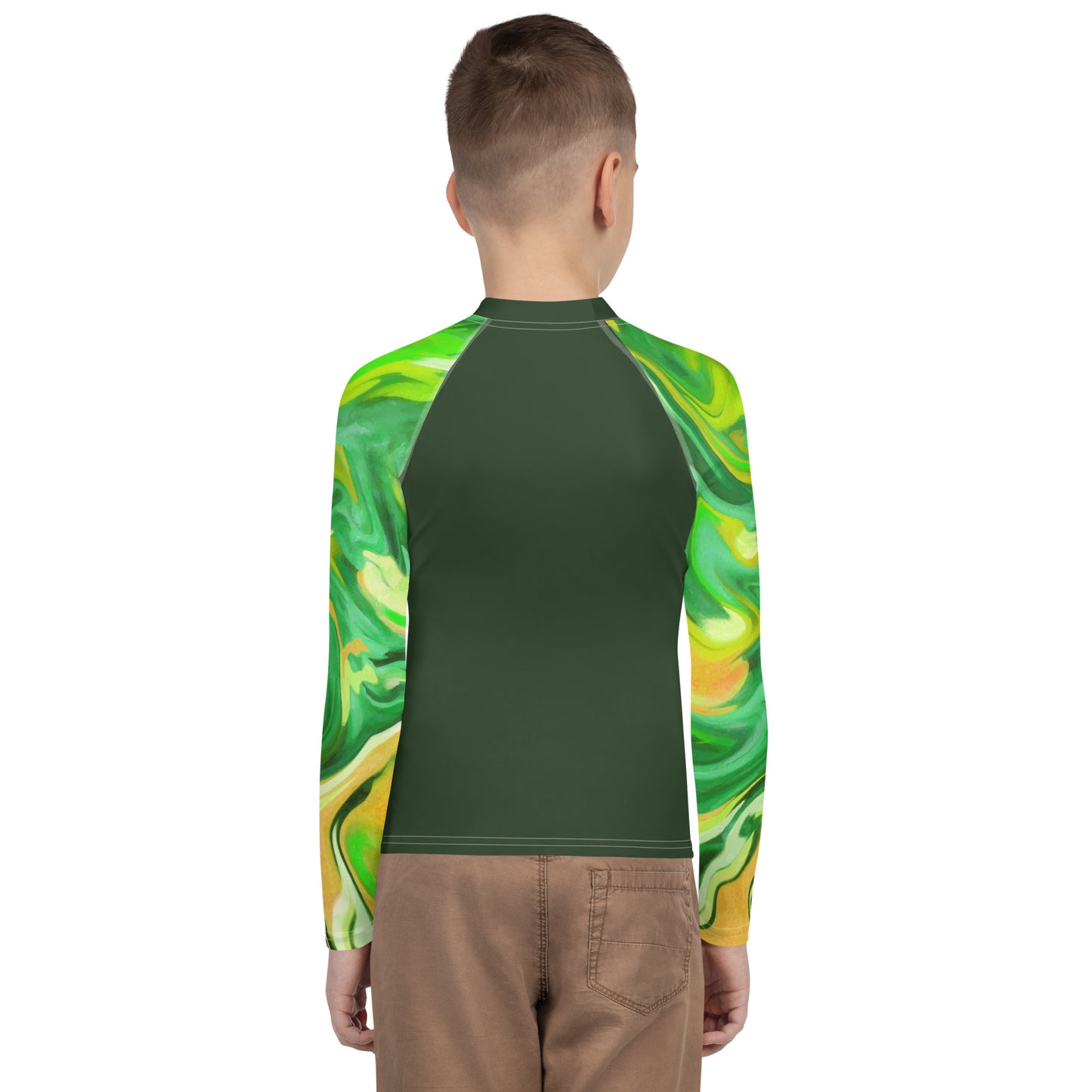 Youth green and yellow pattern base layer DNA equestrian ltd
