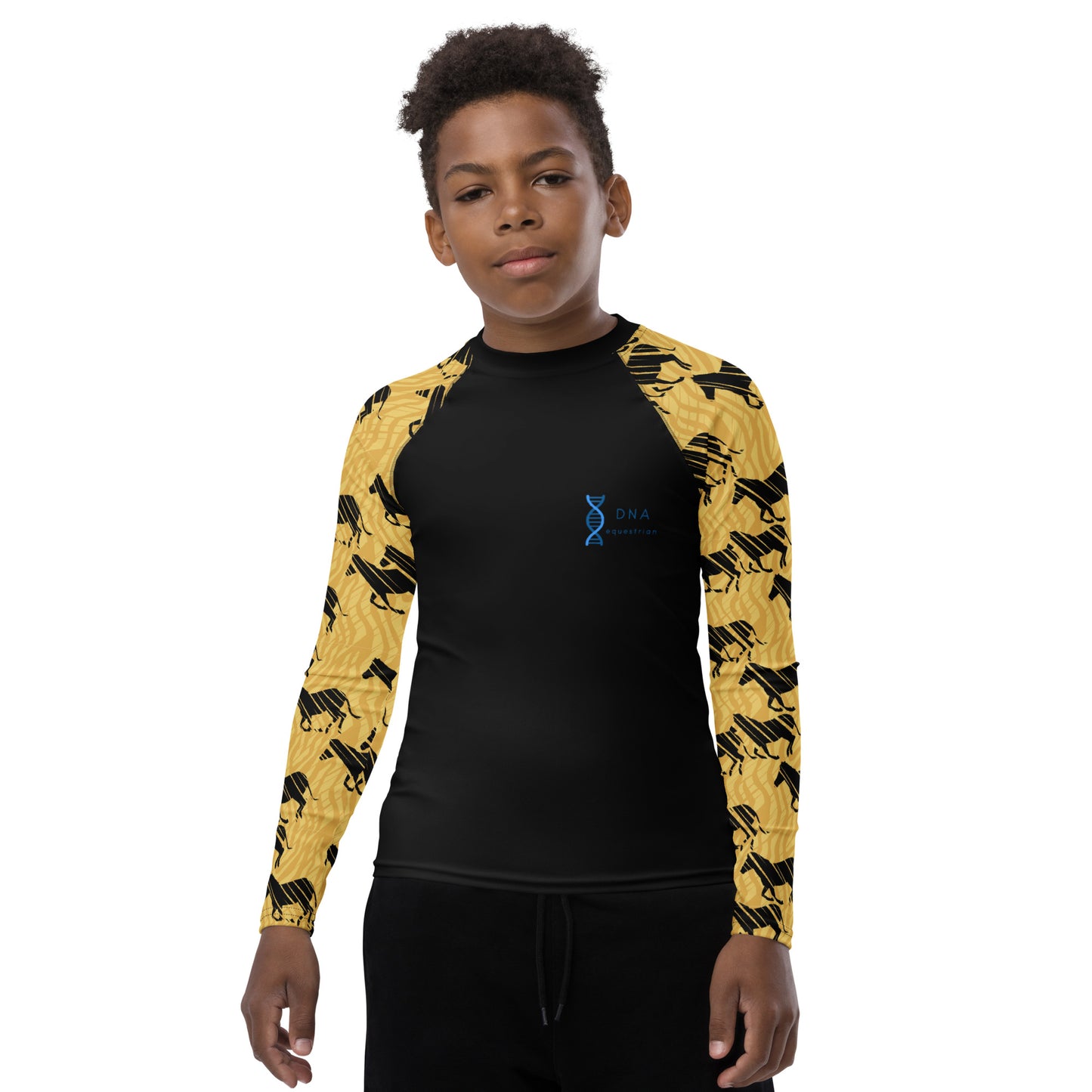 Youth yellow and black base layer DNA equestrian ltd