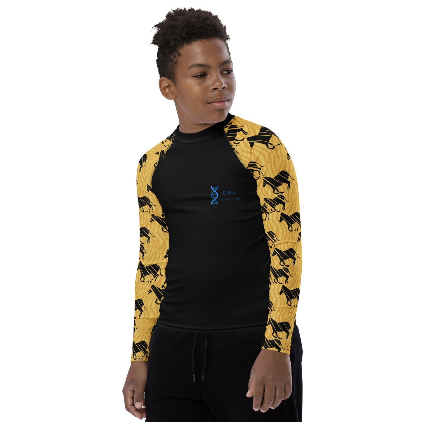 Youth yellow and black base layer DNA equestrian ltd