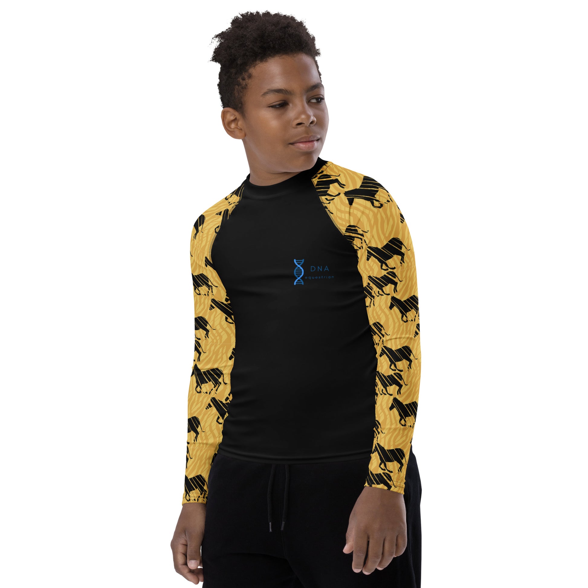 Youth yellow and black base layer DNA equestrian ltd