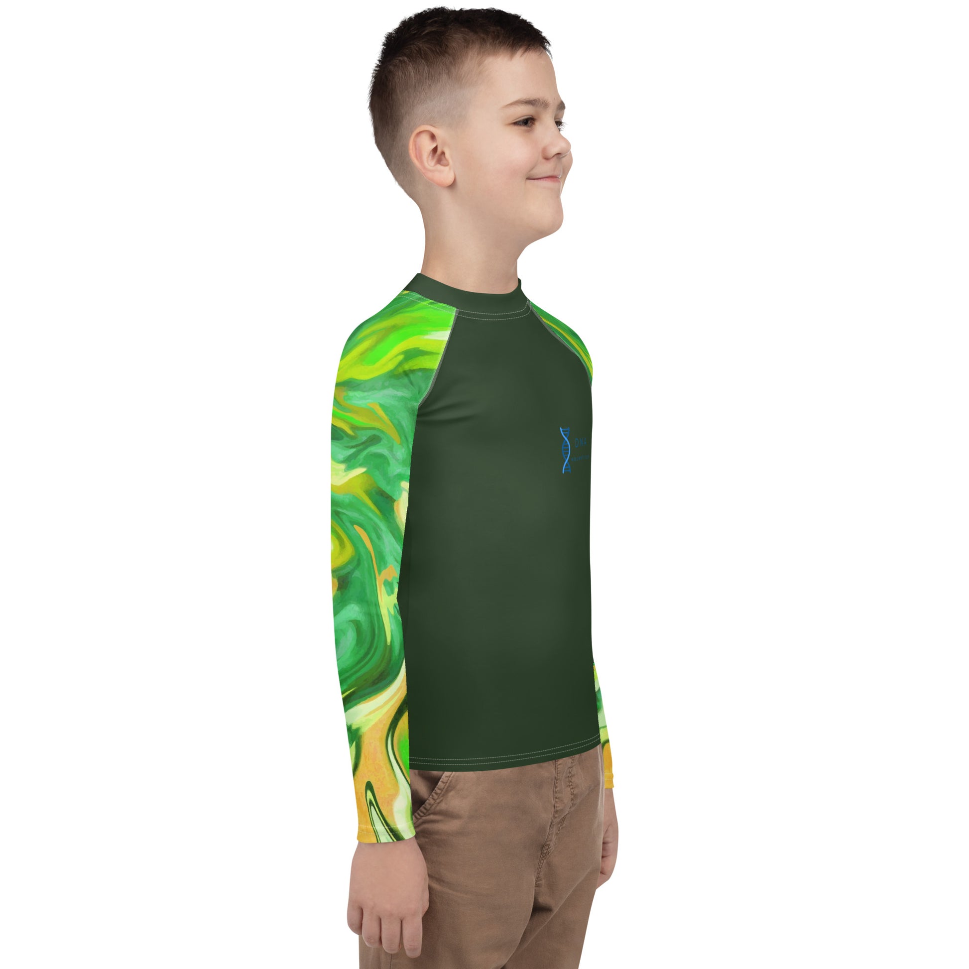 Youth green and yellow pattern base layer DNA equestrian ltd