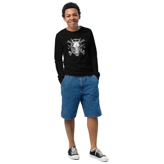 Youth skull and cross bones long sleeve tee DNA equestrian ltd